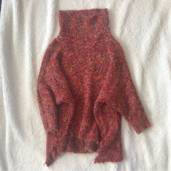 BCBG Fluffy Eyelash Knit Red Dolman Cowl Turtleneck Sweater - Picture 3 of 7